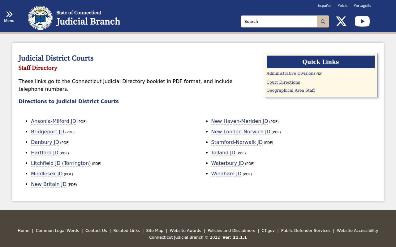 Fairfield County court dockets Judicial District court phone directory