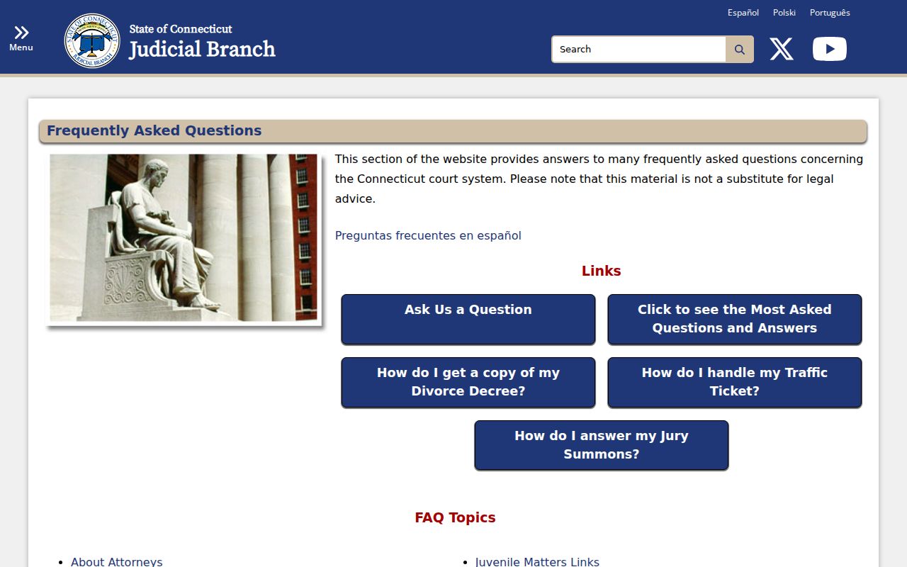 Fairfield County court records Judicial Branch FAQ hub