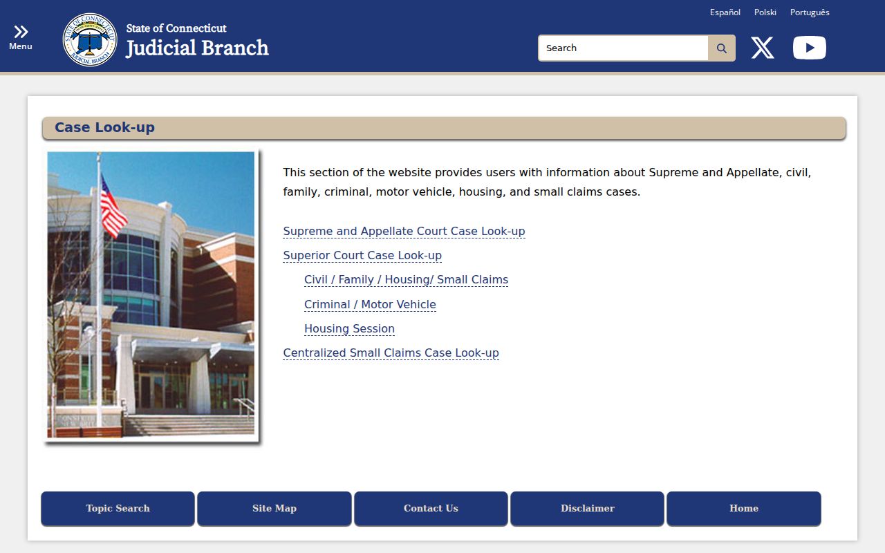 Fairfield County court records Judicial Branch case lookup hub