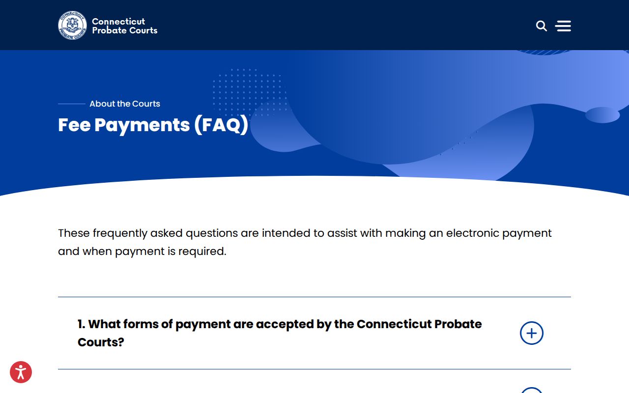 Connecticut Probate Courts electronic payment information